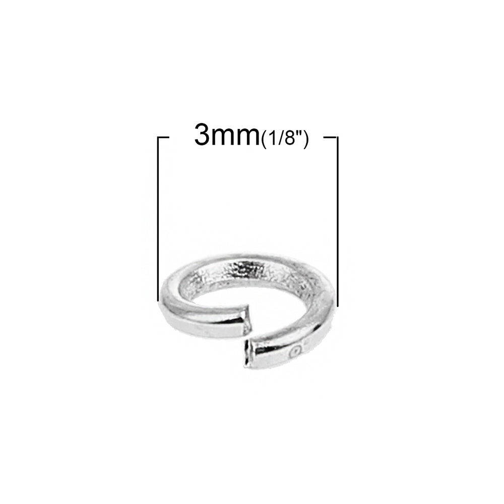 Antique Silver Tone Jump Rings 3mm x 0.6mm - Open 23 Gauge - 2500 Rings - J182