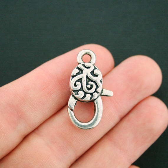 Antique Silver Tone Lobster Clasps 30mm x 16mm - 4 Clasps - FD540