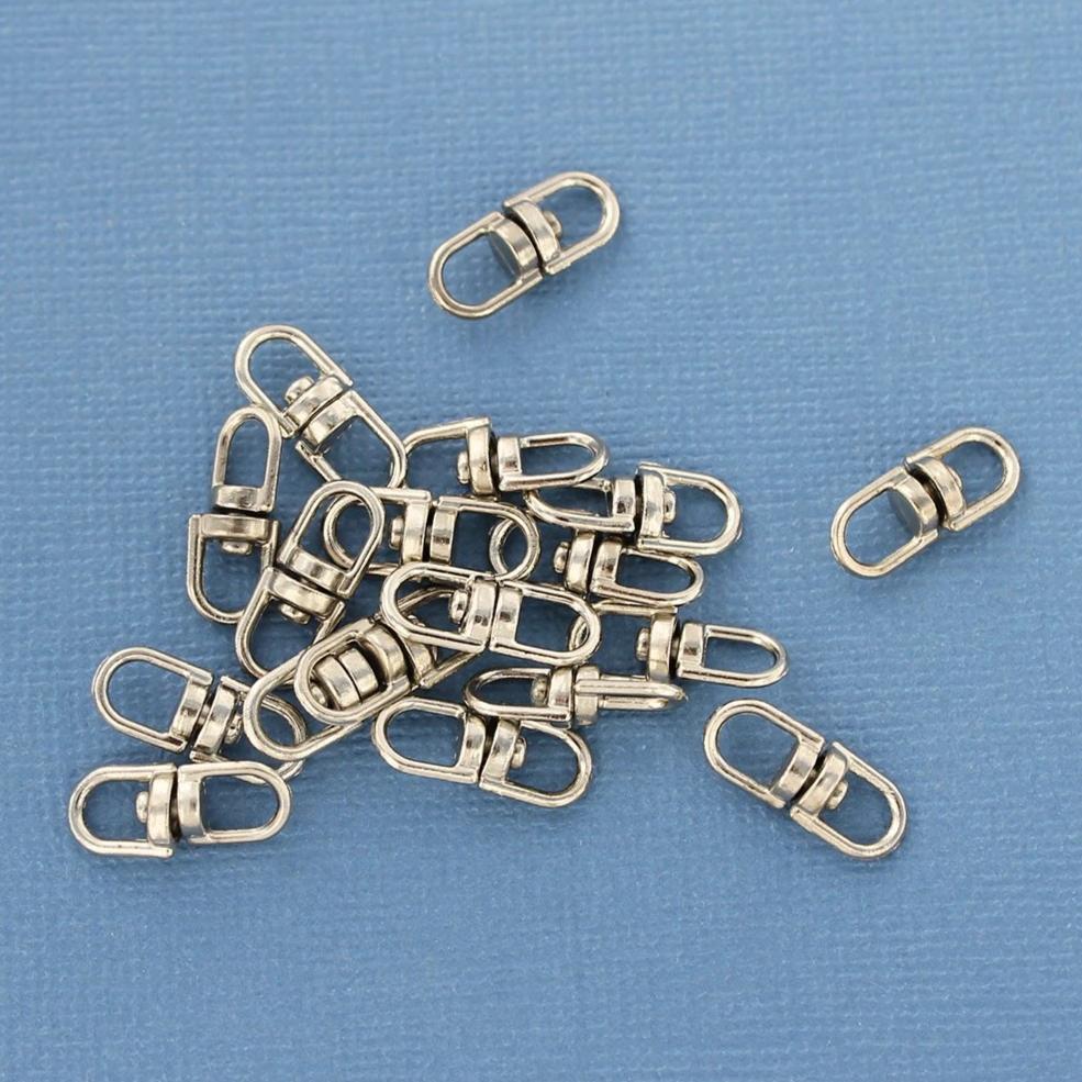 Antique Silver Tone Swivel Key Ring Connectors - 16mm - 25 Pieces - Z688