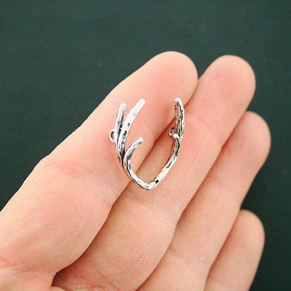 Antlers Connector Antique Silver Tone Charm 3D - SC6632