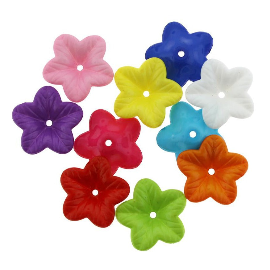 Assorted Color Flower Bead Caps - 16.3mm x 20mm - 50 Pieces - K142