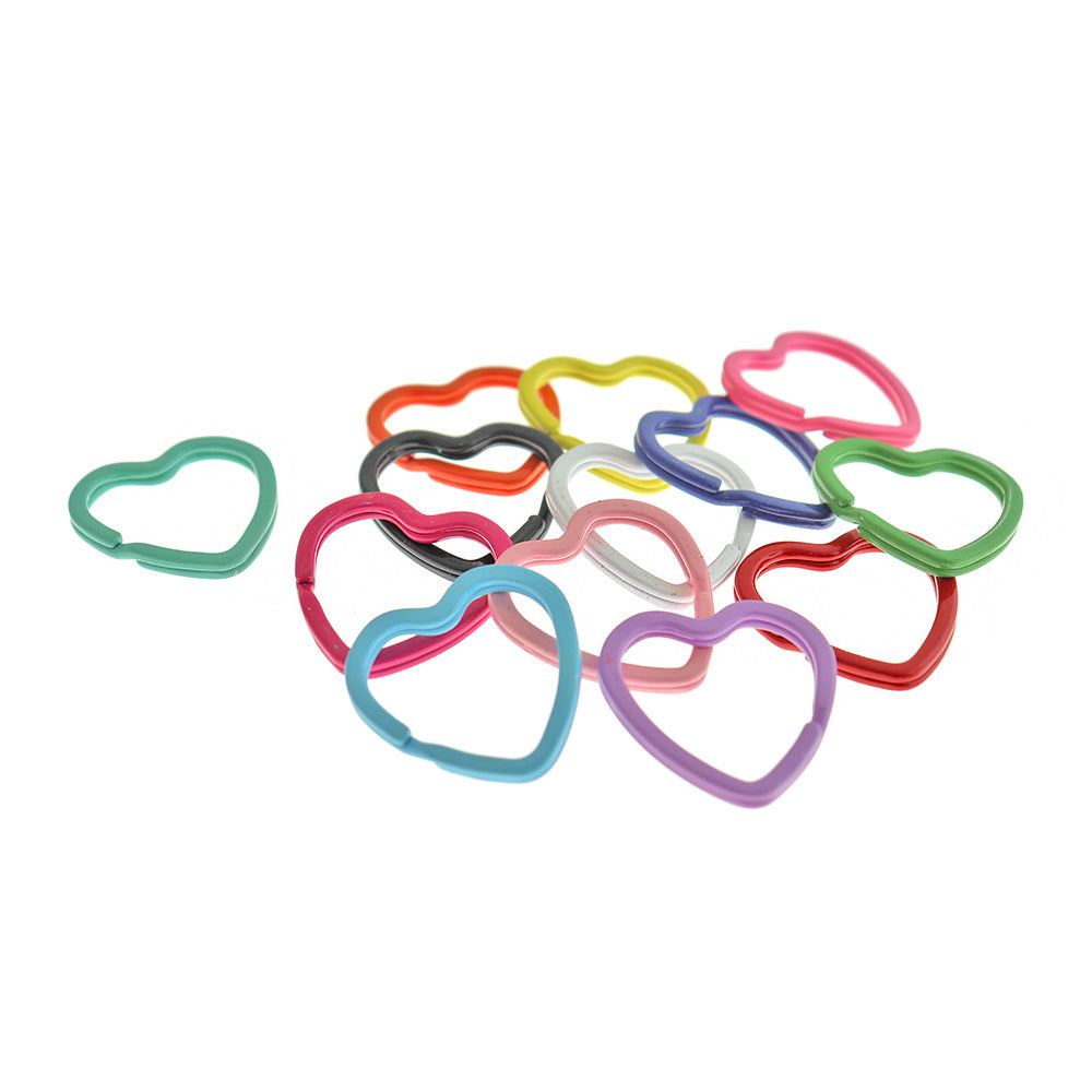 Assortiment de porte-clés coeur émaillé - 31 mm x 30,5 mm - 10 pièces - FD116