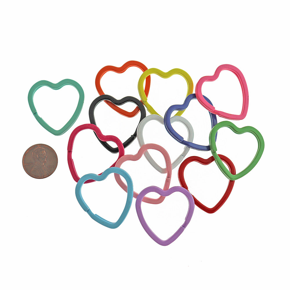Assortiment de porte-clés coeur émaillé - 31 mm x 30,5 mm - 10 pièces - FD116