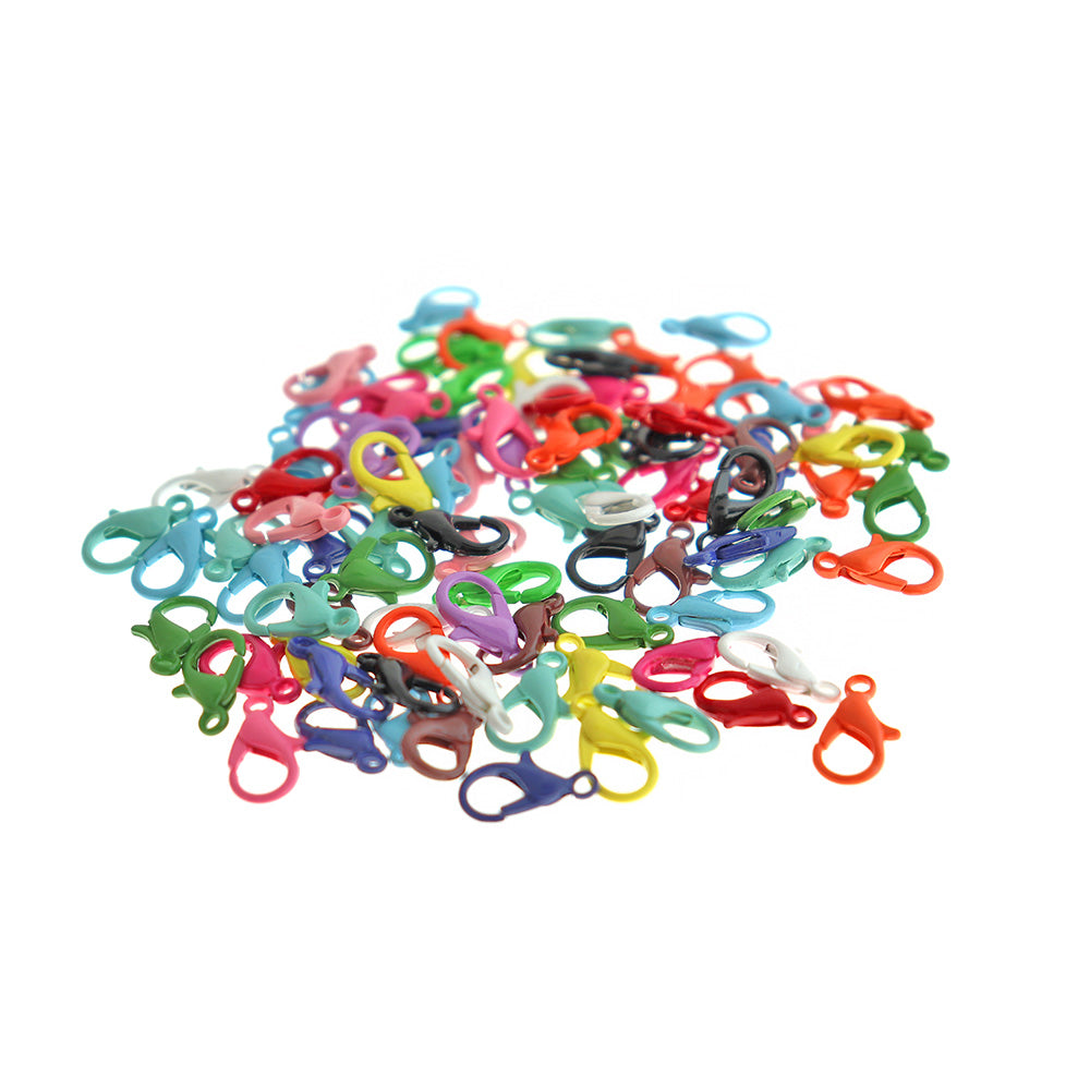 Assorted Enamel Lobster Clasps 12mm x 8mm - 15 Clasps - FF314