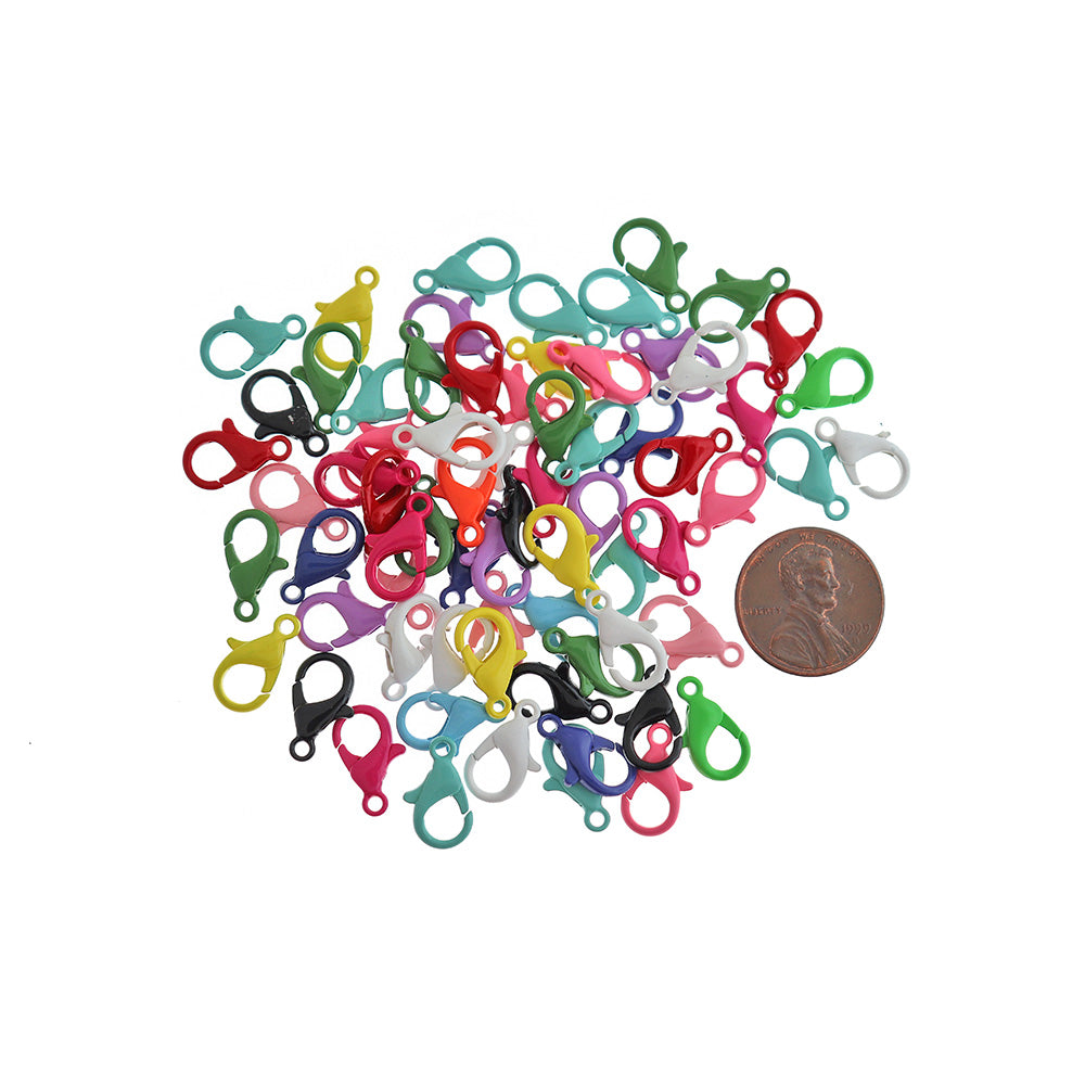 Assorted Enamel Lobster Clasps 14mm x 9mm - 50 Clasps - FF315