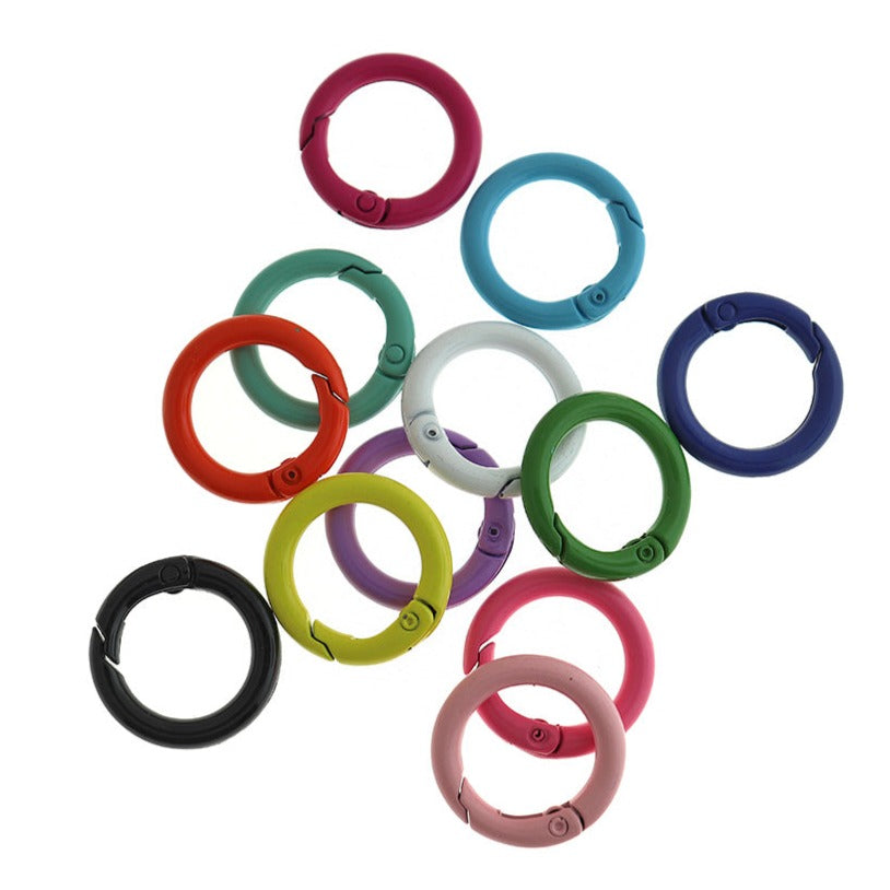 Assorted Enamel Spring Gate Clasps 25mm x 4mm - 6 Clasps - FD1069