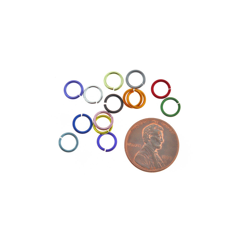 Assorted Rainbow Anodized Aluminum Jump Rings 7mm x 1mm - Open 18 Gauge - 50 Rings - J251
