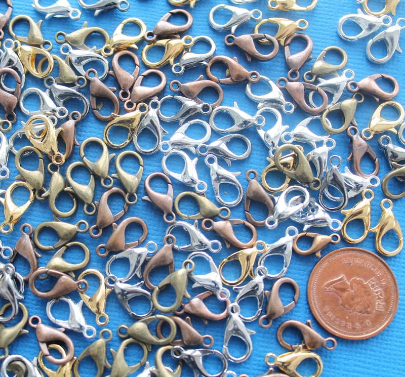 Assorted Tone Lobster Clasps 10mm x 6mm - 100 Clasps - FD102