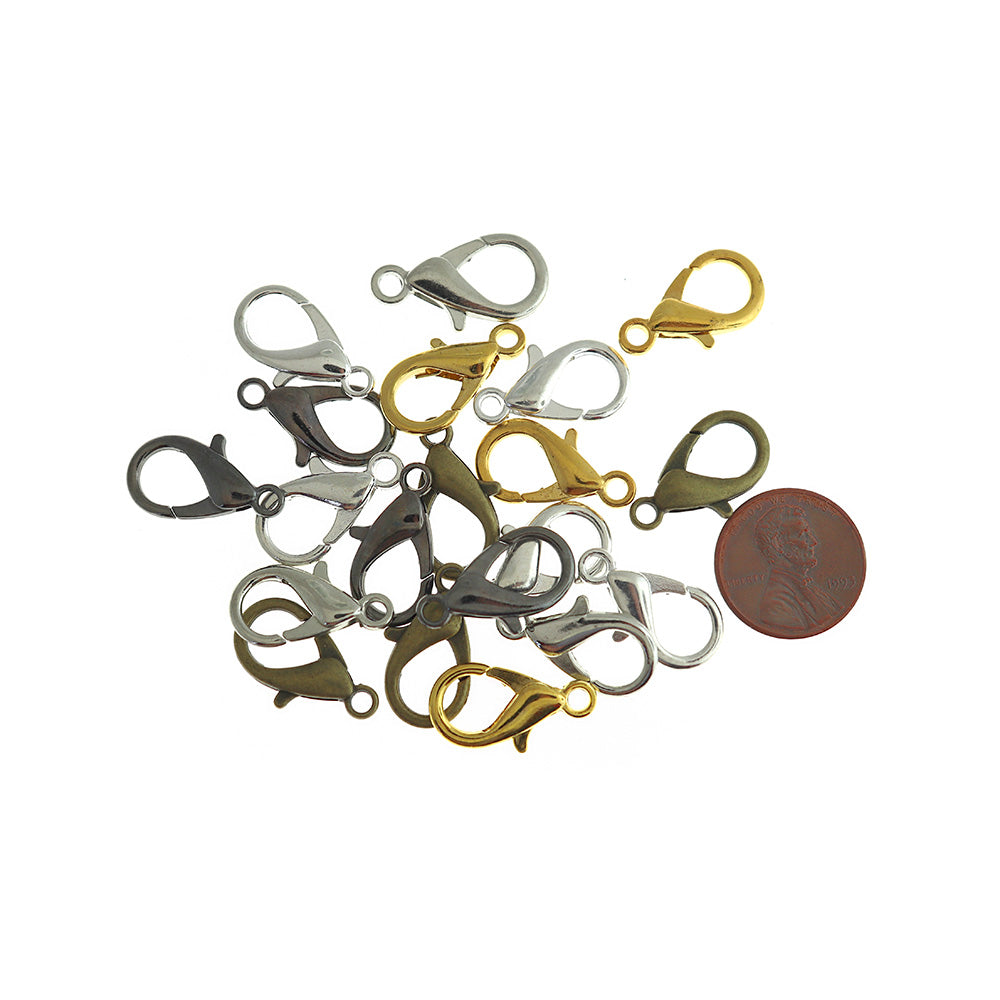 Assorted Tone Lobster Clasps 21mm x 12mm - 100 Clasps - FF304