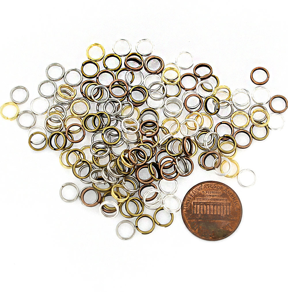 Assorted Tone Split Rings 6mm - Open 16 Gauge - 50 Rings - FD378