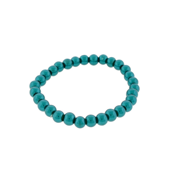 Round Glass Pearl Bead Bracelet 4mm - 8mm - Choose Your Size - Cyan - BB137