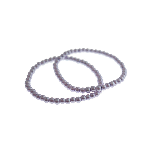 Round Glass Pearl Bead Bracelet 4mm- Lilac - BB136