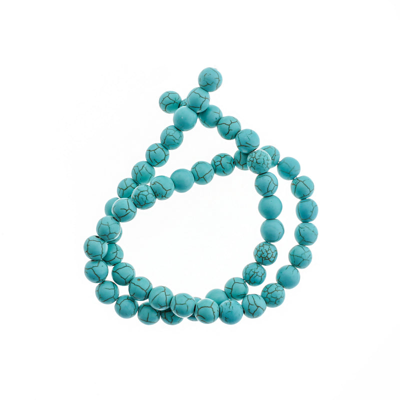 Round Natural Turquoise Beads 4mm - 12mm - Choose Your Size - Polished Turquoise - 1 Full 15.7" Strand - BD1816