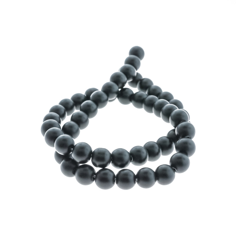 Round Natural Stone Beads 4mm - 12mm - Choose Your Size - Black - 1 Full 15" Strand - BD1823