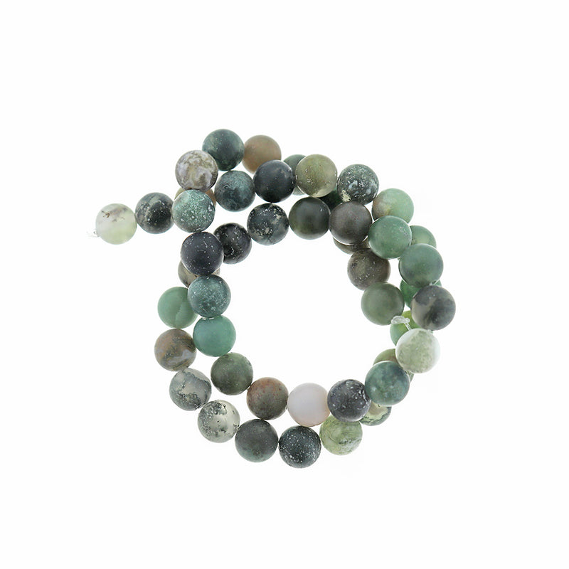 Round Natural Indian Agate Beads 4mm -12mm - Choose Your Size - Muted Forest Tones - 1 Full 15" Strand - BD2502