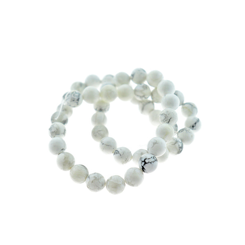 Round Natural Howlite Beads 4mm - 10mm - Choose Your Size - Grey Marble - 1 Full 15" Strand - BD2538