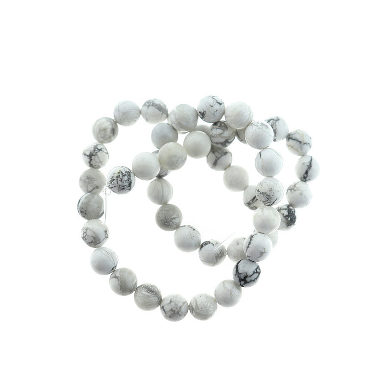 Round Natural Howlite Beads 4mm - 10mm - Choose Your Size - Grey Marble - 1 Full 15" Strand - BD2538