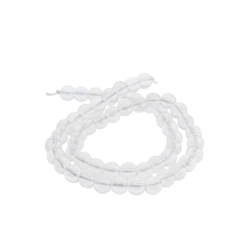 Round Natural Quartz Beads 6mm - 10mm - Choose Your Size - Clear Electroplated Quartz - 1 Full 15" Strand - BD696