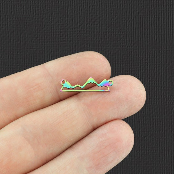 BULK 5 Mountain Connector Rainbow Electroplated Stainless Steel Charms - SSP120