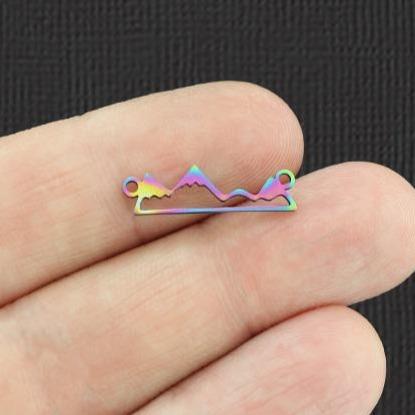 BULK 5 Mountain Connector Rainbow Electroplated Stainless Steel Charms - SSP120