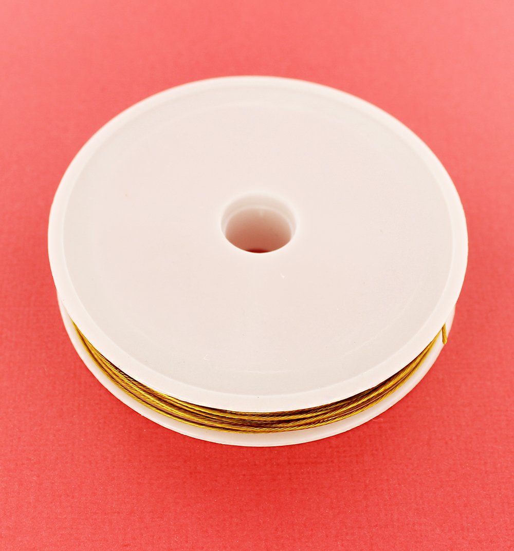 BULK Antique Gold Tone Beading Wire 49Ft - 0.8mm - Z275