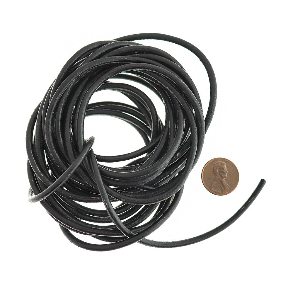 BULK Black Leather Cord 16Ft - 3mm - FD566