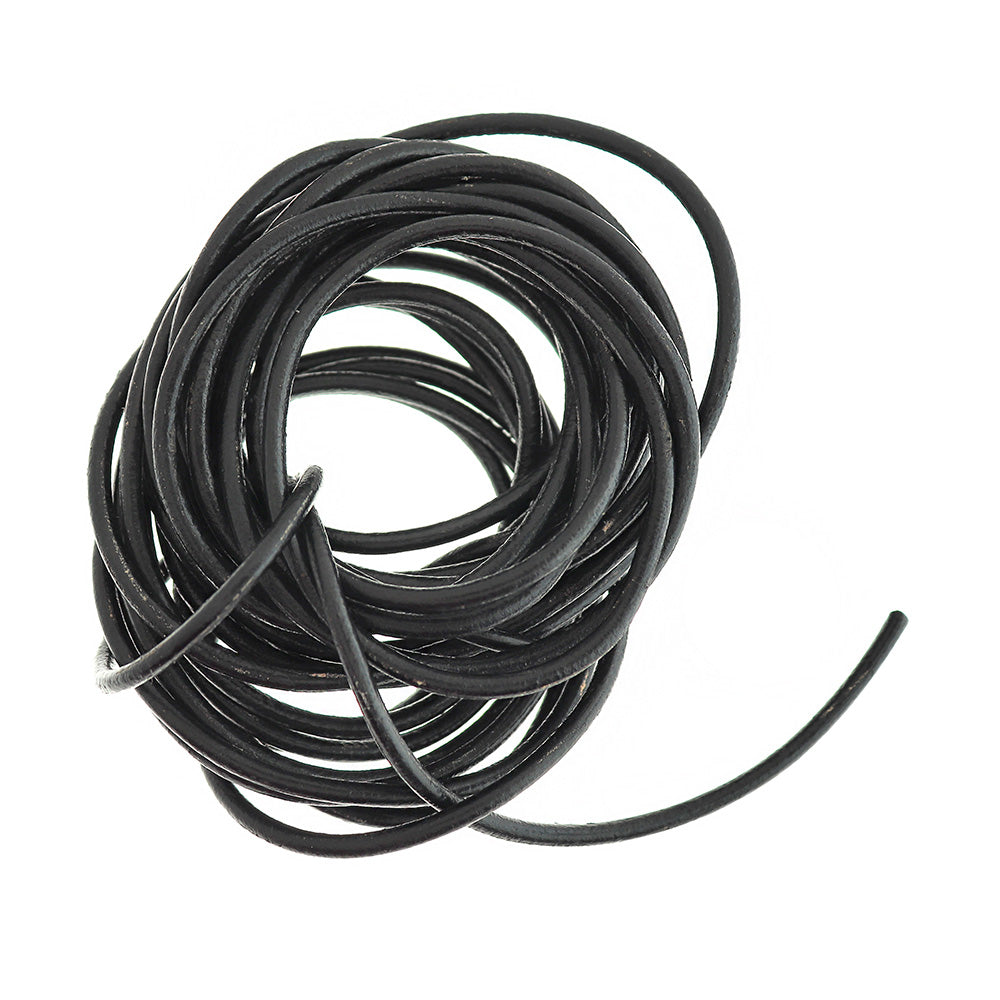BULK Black Leather Cord 16Ft - 3mm - FD566