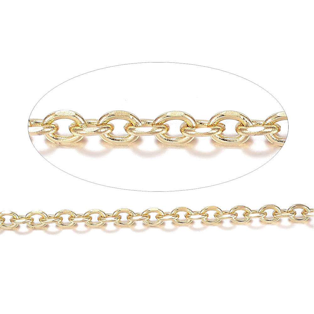 BULK Gold Tone Cable Chain 1 Meter - 3.25Ft - 3mm - FD558