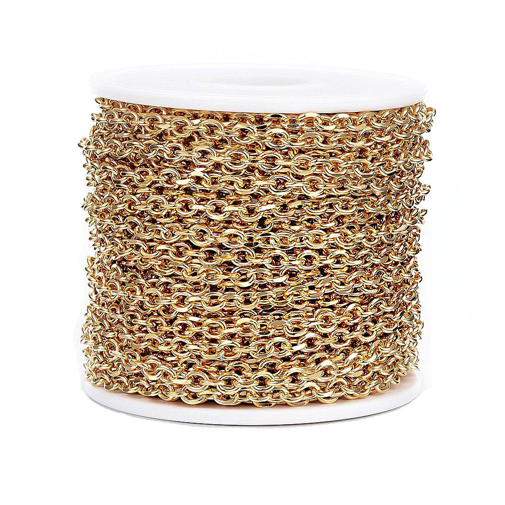 BULK Gold Tone Cable Chain 3.25Ft - 4mm - FD561