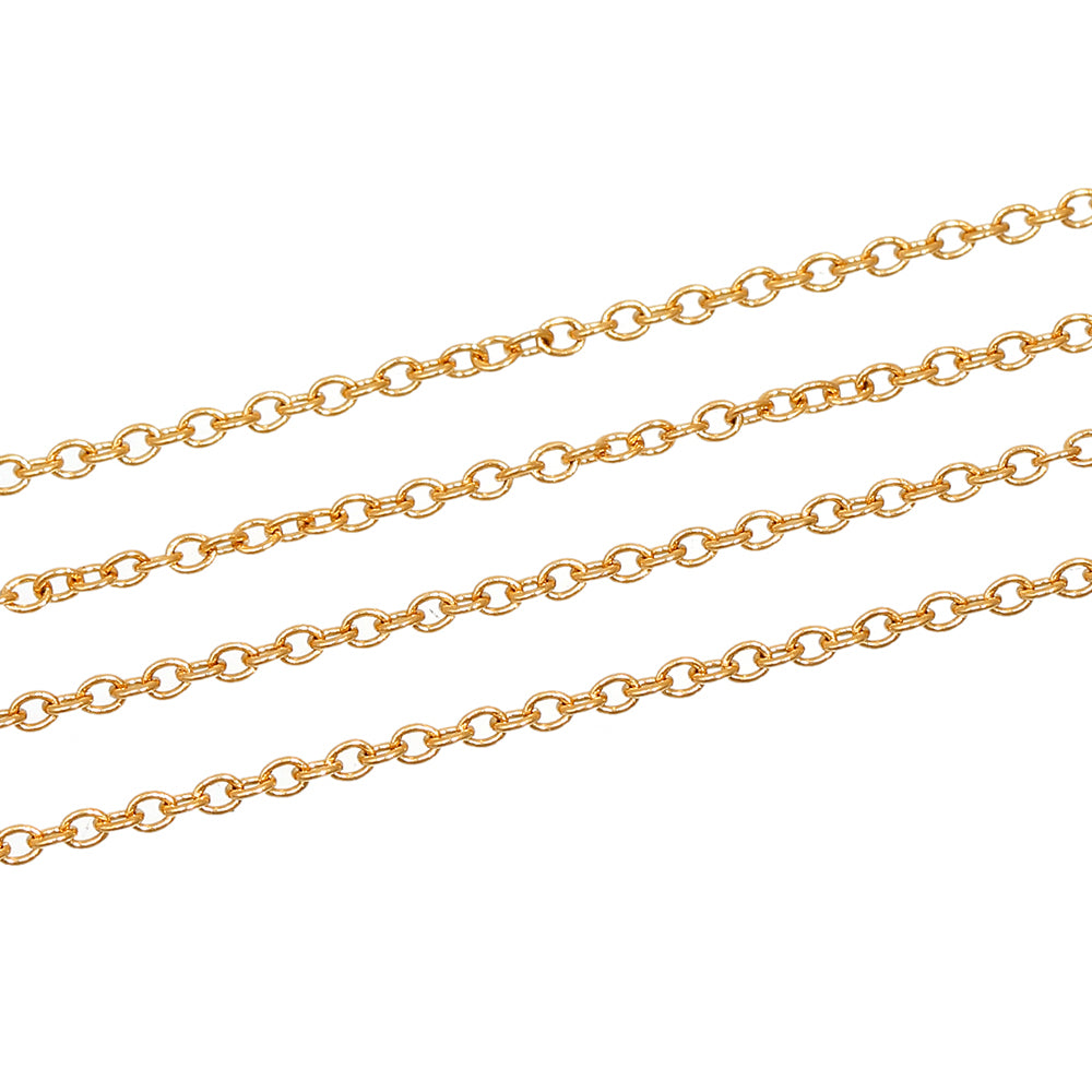 BULK Gold Tone Stainless Steel Cable Chain 1 Meter - 3.25Ft - 1.6mm - FD399