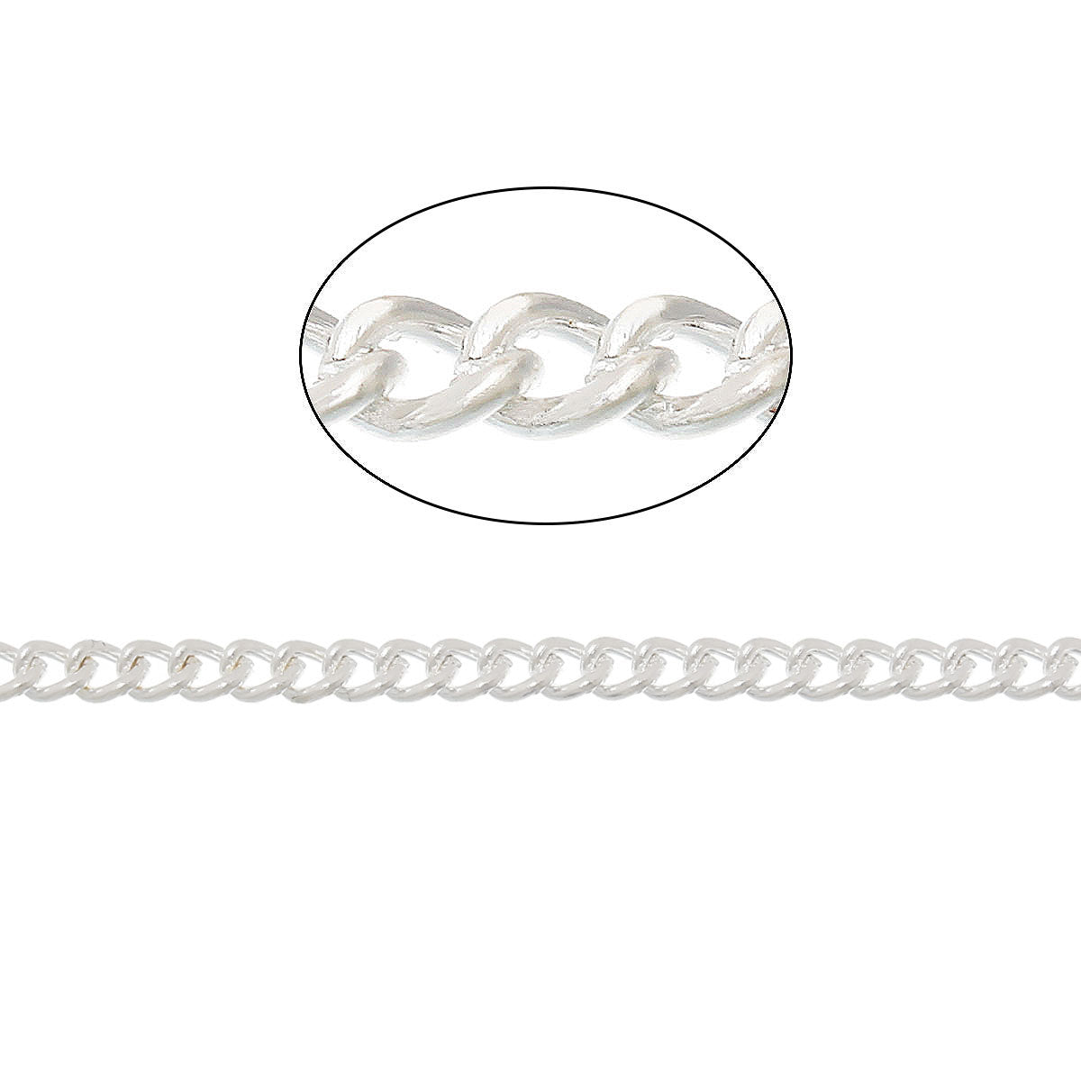 BULK Silver Tone Curb Chain 32ft - 2mm - FD262