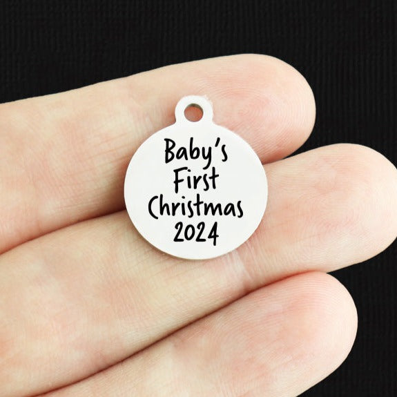 Breloques en acier inoxydable Premier Noël 2024 de bébé - BFS001-8081