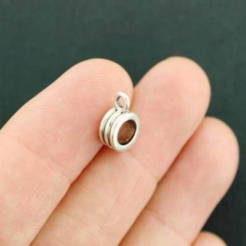 Bail Beads 13mm x 8mm - Antique Silver Tone - 12 Beads - SC7466