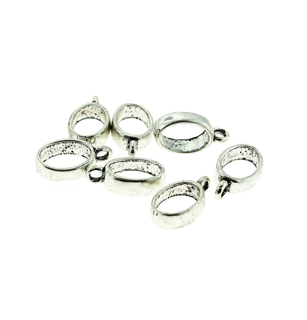 Bail Beads 19mm x 5mm - Silver Tone - 8 Beads - FD817