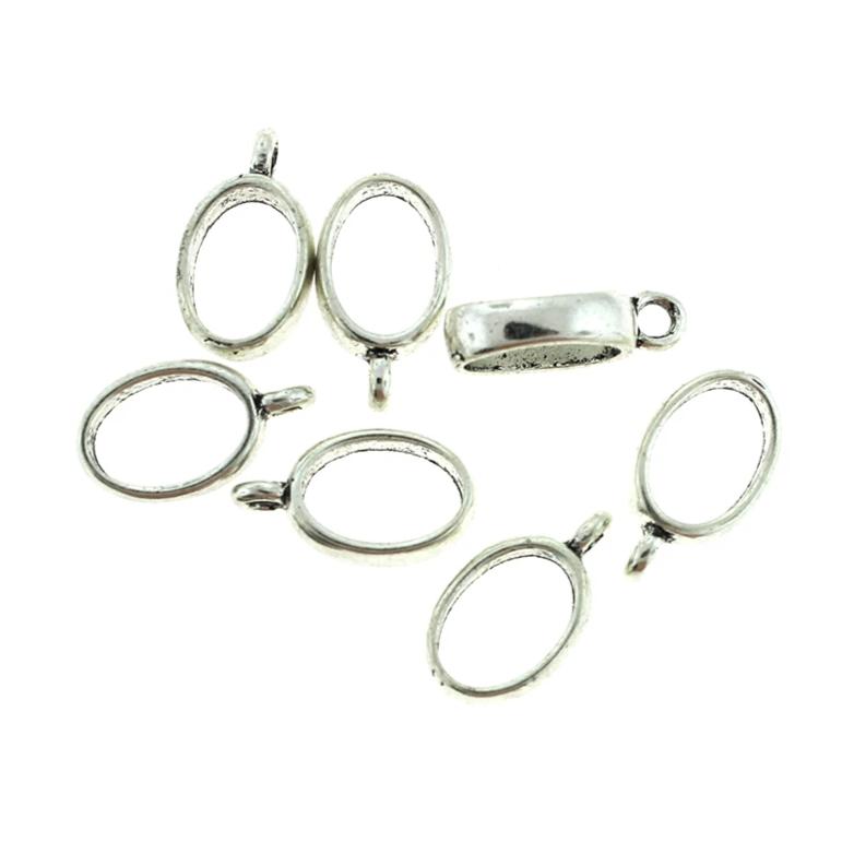 Bail Beads 19mm x 5mm - Silver Tone - 8 Beads - FD817