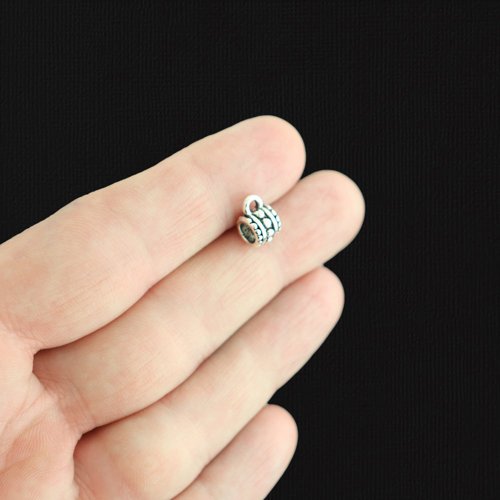 Bail Beads 7mm x 6.5mm - Antique Silver Tone - 15 Beads - SC4608