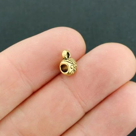 Bail Beads 8mm x 5mm - Antique Gold Tone - 20 Beads - GC389