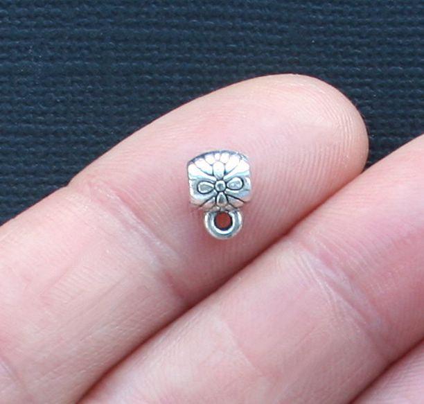 Bail Beads 9mm x 6mm - Antique Silver Tone - 12 Beads - SC3227