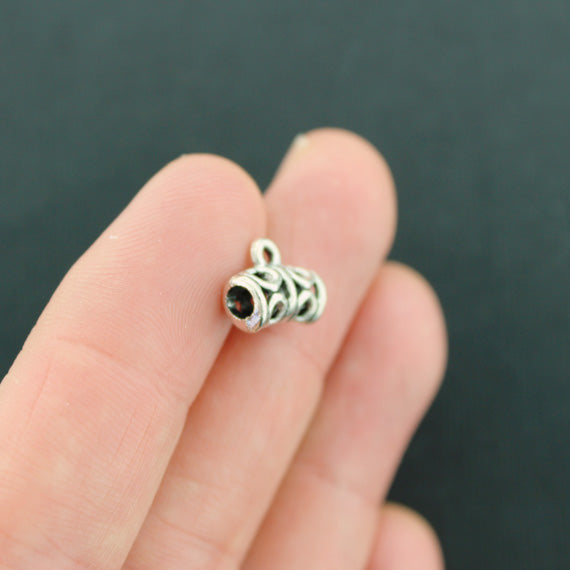 Bail Metal Beads 9mm x 12mm - Antique Silver Tone - 25 Beads - SC1334