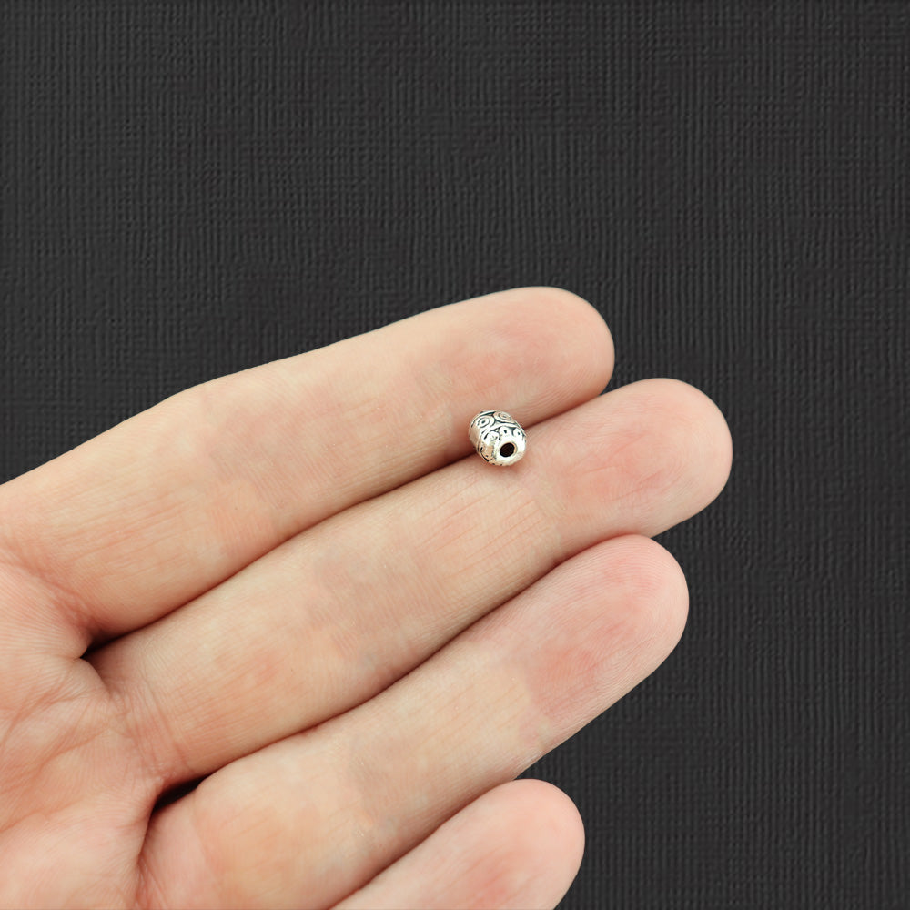 Barrel Tube Spacer Beads 6mm x 6mm - Antique Silver Tone - 34 Beads - SC4565