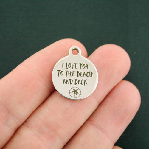 Beach Stainless Steel Charms - I love you to the beach and back - BFS001-2097