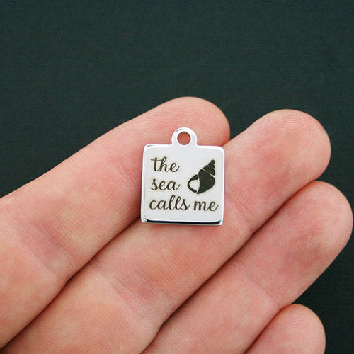 Beach Stainless Steel Charms - The Sea Calls Me - BFS013-0568