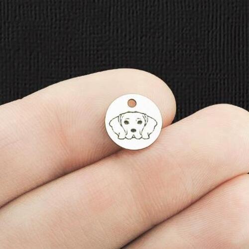Beagle Stainless Steel 10mm Round Charms - BFS005-5970