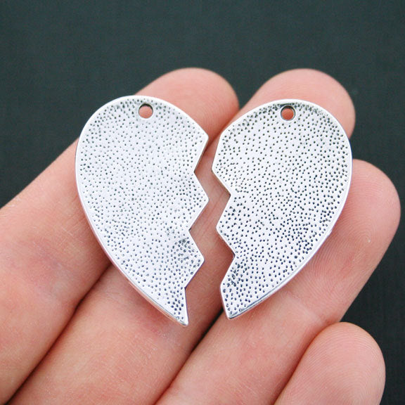 Best Bitches Heart Antique Silver Tone Charm 2 Piece Set - SC3365