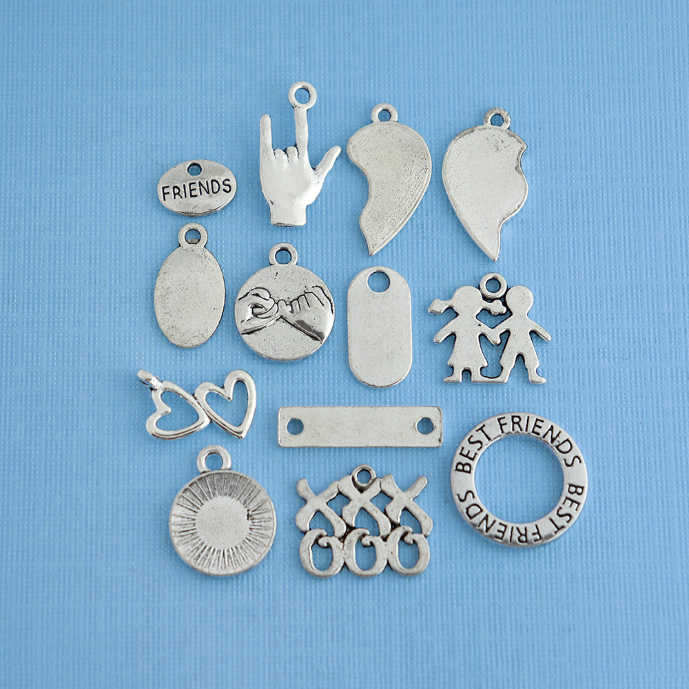 Best Friends Charm Collection Antique Silver Tone 13 Charms - COL310
