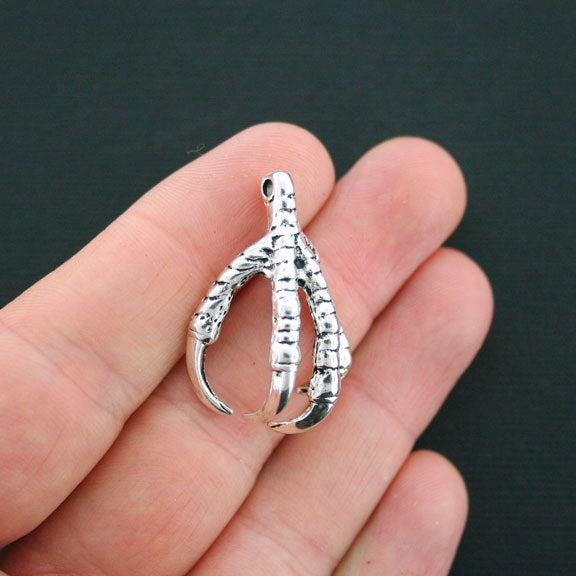 Bird Talons Antique Silver Tone Charm 3D - SC3261
