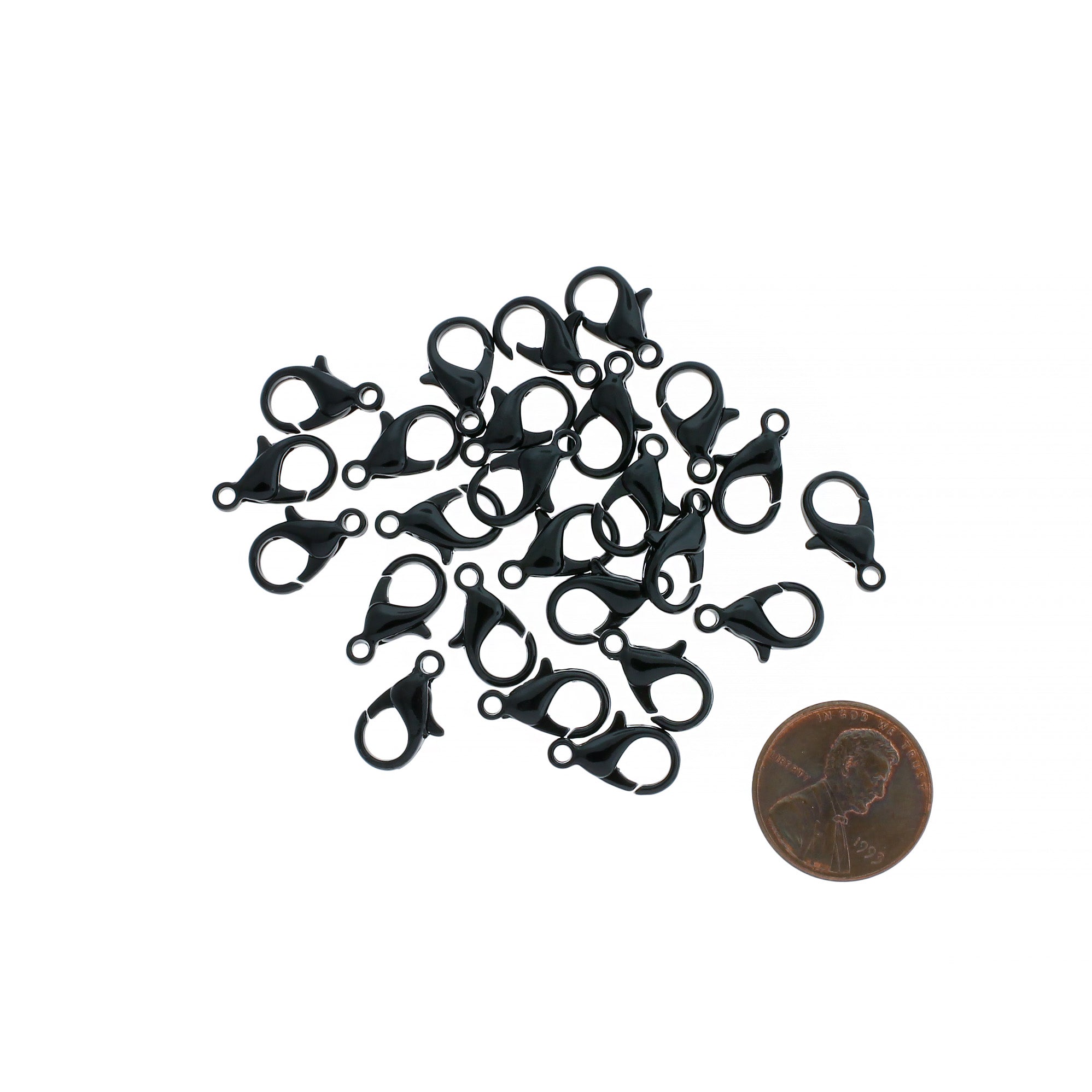 Black Enamel Lobster Clasps 14mm x 8mm - 50 Clasps - FF282
