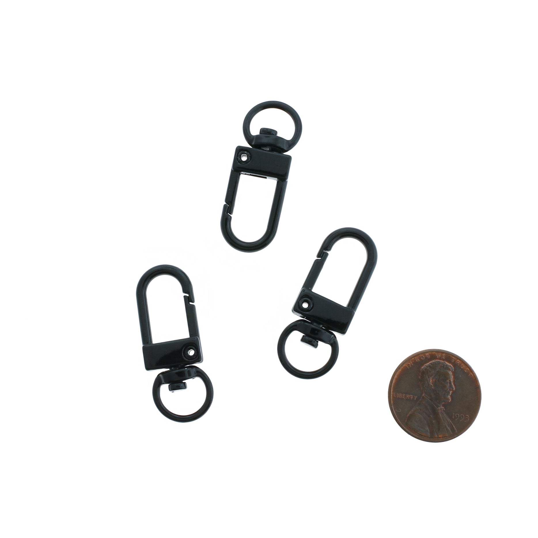 Black Enamel Swivel Lobster Clasps 34mm x 12mm - 20 Clasps - FD1022
