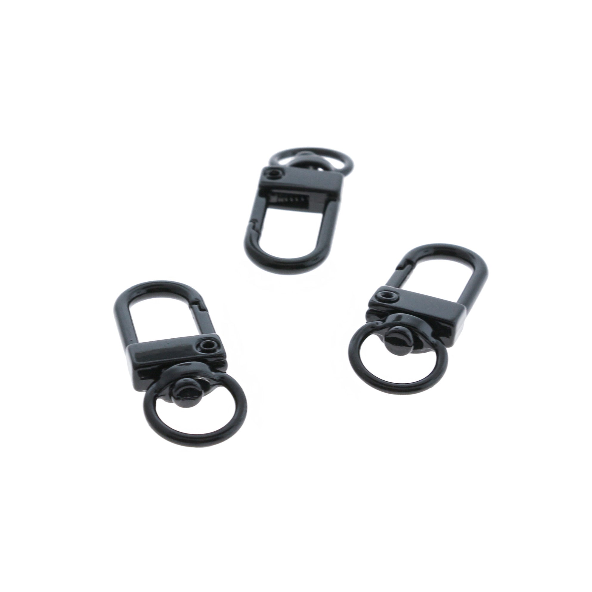 Fermoir mousqueton pivotant en émail noir 34 mm x 12 mm - 4 fermoirs - FD1022