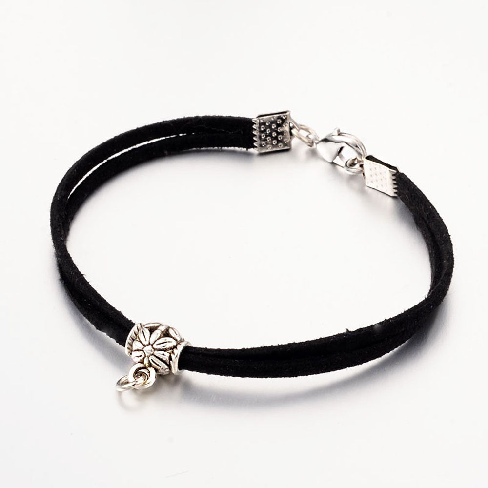 Black Faux Suede Cord Bracelet 7 1/2" - 7mm - Choose Your Quantity!